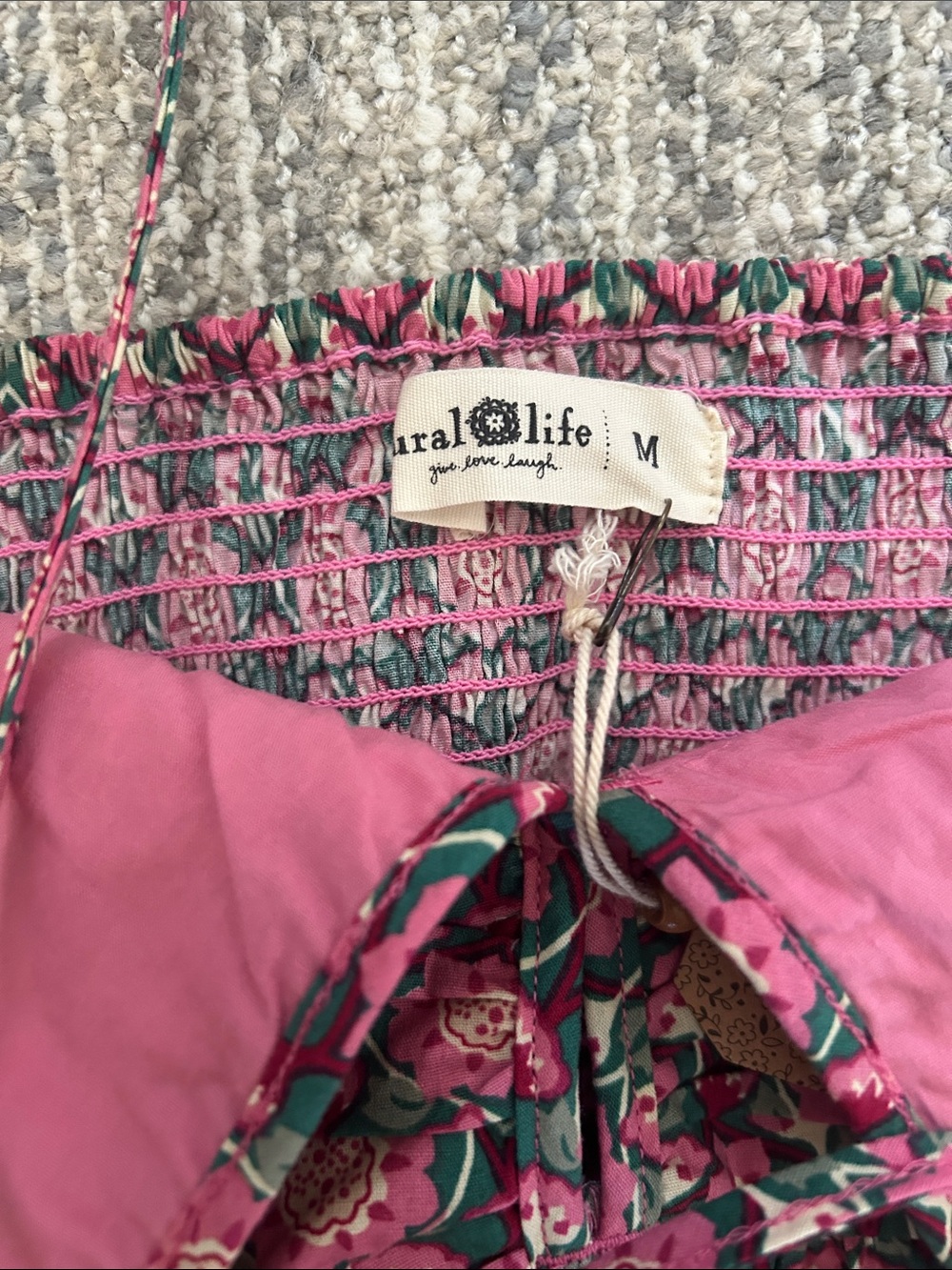NATURAL LIFE Pink & Green Floral Ruffle Tank - Picture 3 of 5